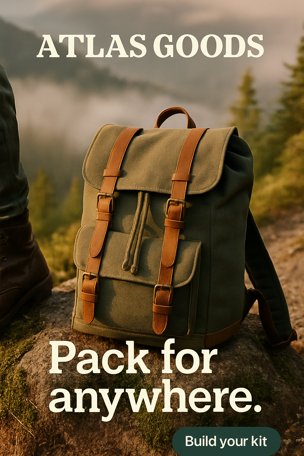 Atlas Goods modular travel bag system — sample Facebook ad visual